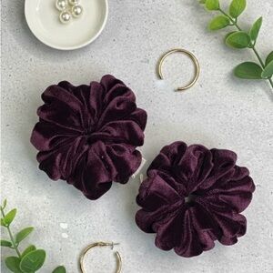 Luxurious Velvet Hair Scrunchie in Deep Purple pack of 2